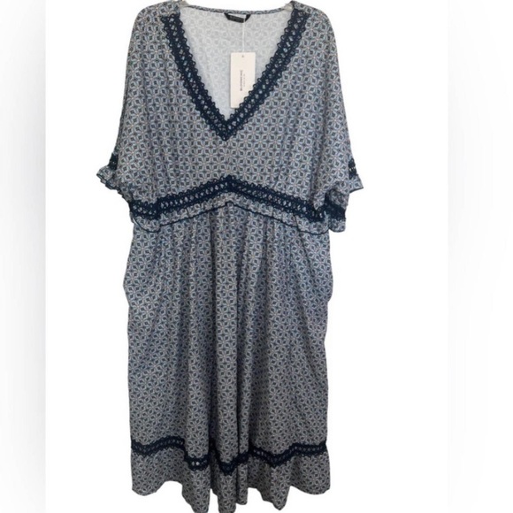 (A8) Bloomchic Bandana Dolman Sleeve Pockets Lace Ruffle Trim Dress, Sz 12, NWT - Picture 12 of 15